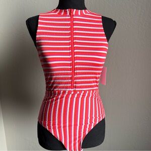Splendid Red and White Striped Swimsuit